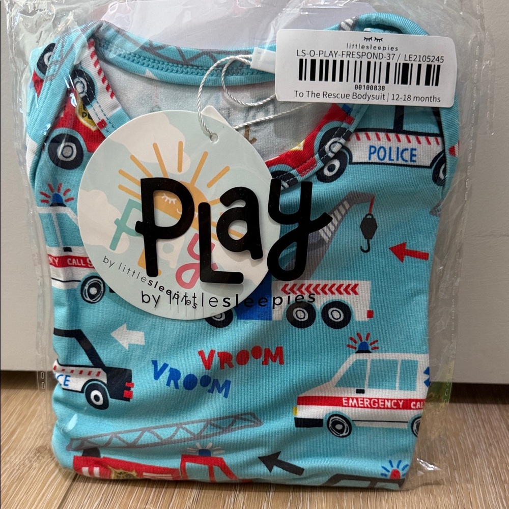 Little Sleepies To The Rescue Bodysuit - Blue and Red